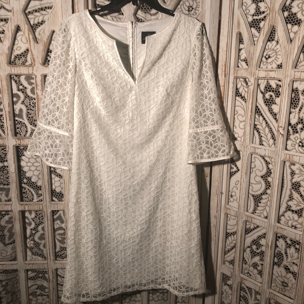 Adrianna Papell 100% Silk Lining Ivory Lace Dress